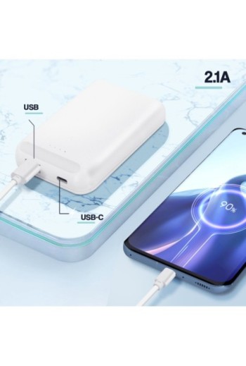Powerbank MagSafe 5000mAh Ricarica Wireless Magnetica - Bianco