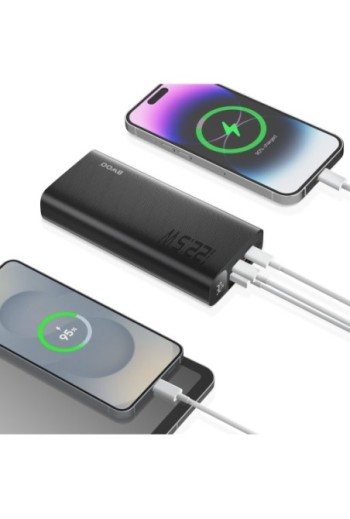 Batteria Esterna 20000mAh con 2 USB + USB-C e Schermo LED - Bwoo Nero