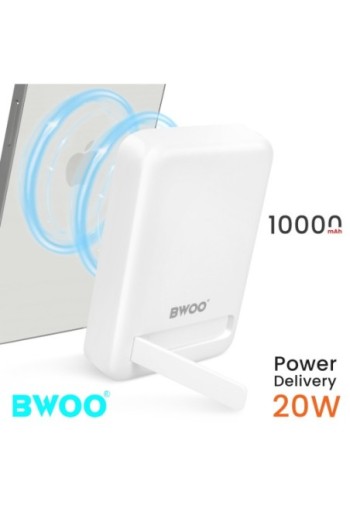 Batteria esterna 10000mAh MagSafe 20W con supporto integrato – Bwoo bianca