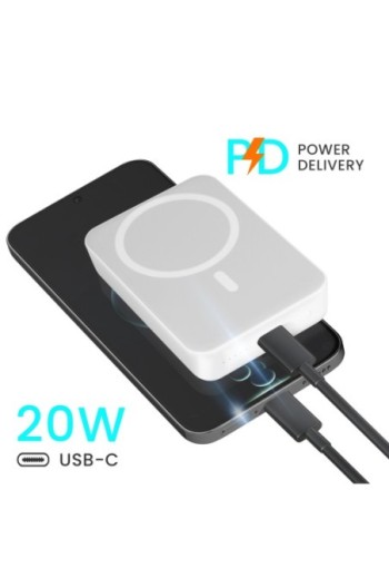 Batteria esterna 10000mAh MagSafe 20W con supporto integrato – Bwoo bianca
