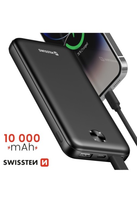 Batteria Esterna 10000mAh con Doppia Porta USB - Swissten Worx Pro Nero