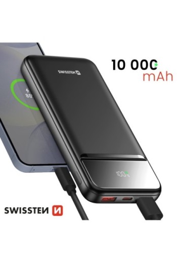 Batteria Esterna 10000mAh con USB-C e 2x USB - Swissten Power Line II Nero