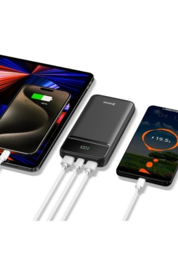 Batteria Esterna 10000mAh con USB-C e 2x USB - Swissten Power Line II Nero