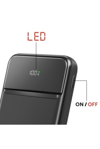 Batteria Esterna 10000mAh con USB-C e 2x USB - Swissten Power Line II Nero