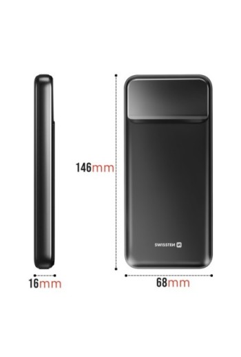 Batteria Esterna 10000mAh con USB-C e 2x USB - Swissten Power Line II Nero