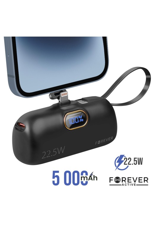 Mini powerbank 5000mAh Forever - connettore Lightning e USB-C 22 5W