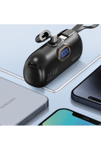 Mini powerbank 5000mAh Forever - connettore Lightning e USB-C 22 5W