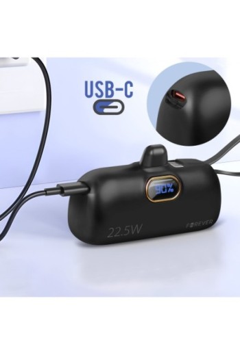 Mini powerbank 5000mAh Forever - connettore Lightning e USB-C 22 5W