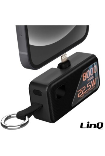Batteria Esterna 8000mAh 22.5W Moschettone USB C + Lightning LinQ