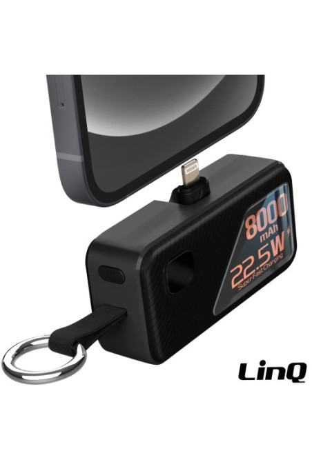 Batteria Esterna 8000mAh 22.5W Moschettone USB C + Lightning LinQ