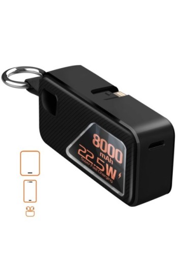 Batteria Esterna 8000mAh 22.5W Moschettone USB C + Lightning LinQ