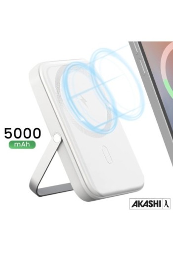 Batteria Esterna MagSafe iPhone 5000mAh Funzione Supporto - Akashi Bianco
