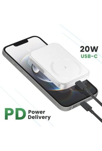 Batteria Esterna MagSafe iPhone 5000mAh Funzione Supporto - Akashi Bianco
