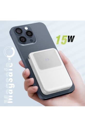 Caricabatterie esterno MagSafe 10000mAh + cavi Lightning e USB-C per iPhone - Moxie bianco