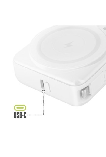 Caricabatterie esterno MagSafe 10000mAh + cavi Lightning e USB-C per iPhone - Moxie bianco