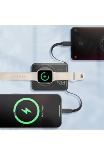 Caricabatterie esterno MagSafe 10000mAh + cavi Lightning e USB-C per iPhone - Moxie nero