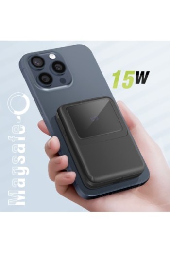 Caricabatterie esterno MagSafe 10000mAh + cavi Lightning e USB-C per iPhone - Moxie nero