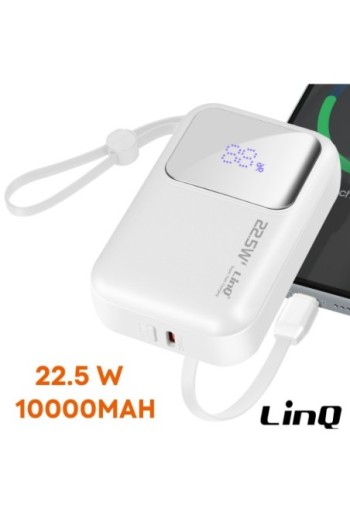 Powerbank 10000mAh + cavi Lightning e USB-C - bianco LinQ