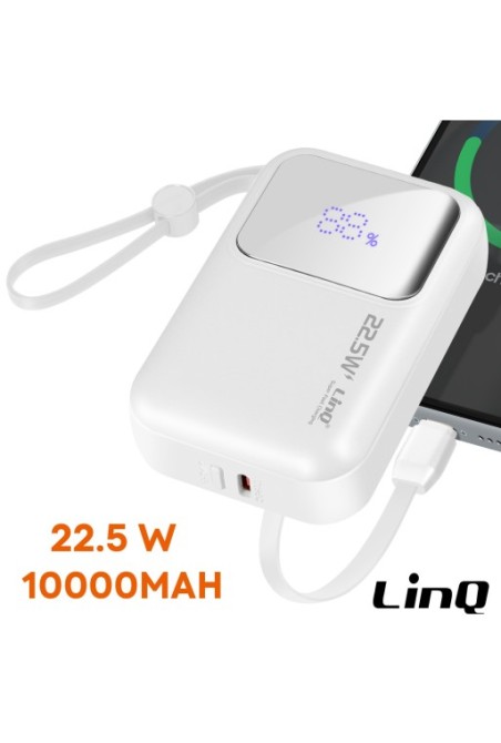 Powerbank 10000mAh + cavi Lightning e USB-C - bianco LinQ