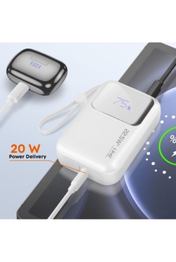 Powerbank 10000mAh + cavi Lightning e USB-C - bianco LinQ