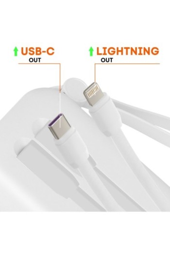 Powerbank 10000mAh + cavi Lightning e USB-C - bianco LinQ