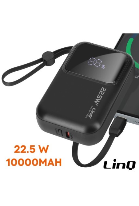 Powerbank 10000mAh + cavi Lightning e USB-C - nero LinQ