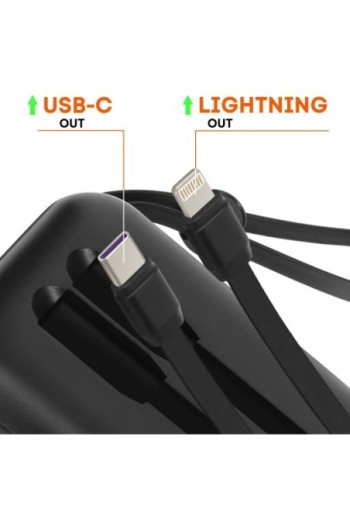Powerbank 10000mAh + cavi Lightning e USB-C - nero LinQ
