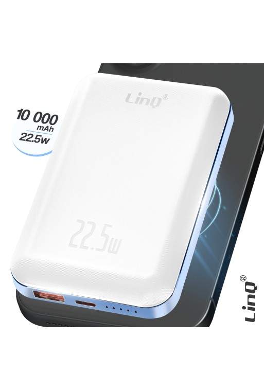 Powerbank MagSafe 10000mAh - ricarica wireless 15W - bianco LinQ