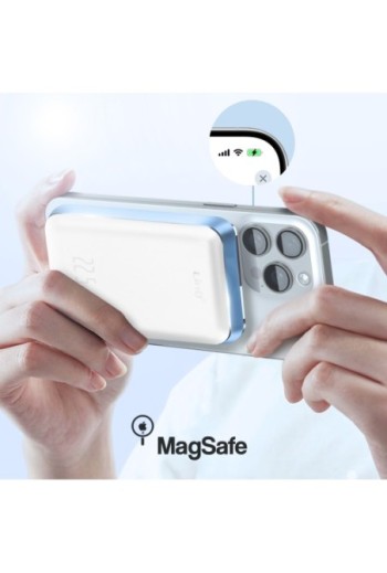 Powerbank MagSafe 10000mAh - ricarica wireless 15W - bianco LinQ