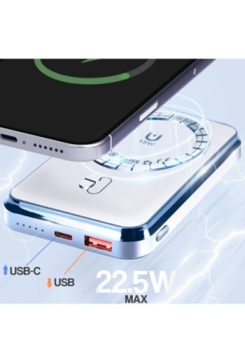 Powerbank MagSafe 10000mAh - ricarica wireless 15W - bianco LinQ