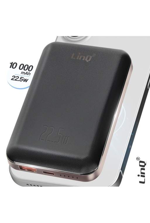 Powerbank MagSafe 10000mAh - ricarica wireless 15W - nero LinQ