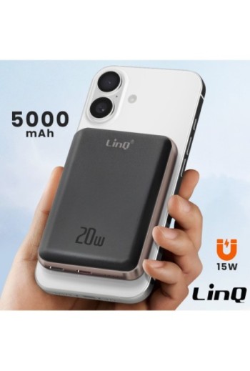 Powerbank per iPhone MagSafe 5000mAh LinQ – ricarica wireless 15W nero