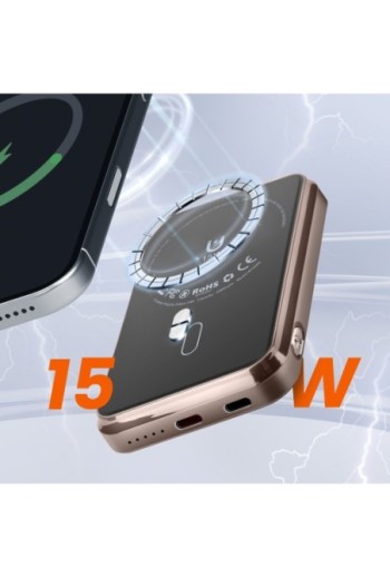 Powerbank per iPhone MagSafe 5000mAh LinQ – ricarica wireless 15W nero