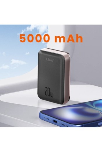 Powerbank per iPhone MagSafe 5000mAh LinQ – ricarica wireless 15W nero