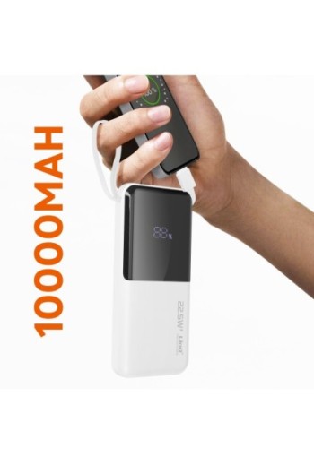 Powerbank 10000mAh + cavo Lightning - USB-C integrati - bianco LinQ