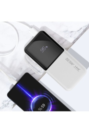 Powerbank 10000mAh + cavo Lightning - USB-C integrati - bianco LinQ