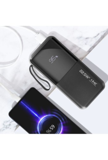Powerbank 10000mAh + cavo Lightning - USB-C integrati - nero LinQ