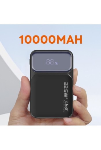 Batteria esterna 10000mAh + cavi USB - Lightning - USB-C - LinQ nero