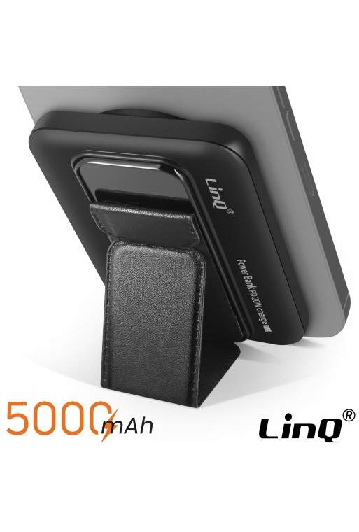 Batteria esterna per iPhone MagSafe 5000mAh LinQ nero – supporto integrato