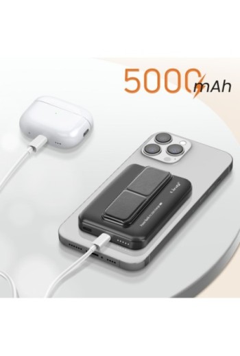 Batteria esterna per iPhone MagSafe 5000mAh LinQ nero – supporto integrato