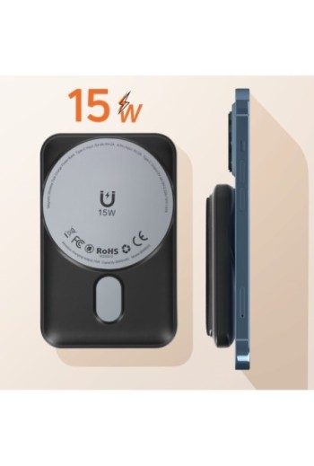 Batteria esterna per iPhone MagSafe 5000mAh LinQ nero – supporto integrato