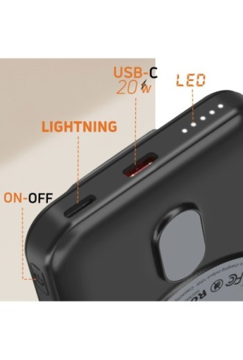Batteria esterna per iPhone MagSafe 5000mAh LinQ nero – supporto integrato