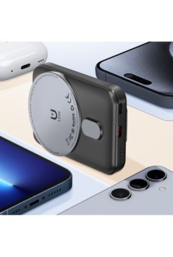 Batteria esterna per iPhone MagSafe 5000mAh LinQ nero – supporto integrato