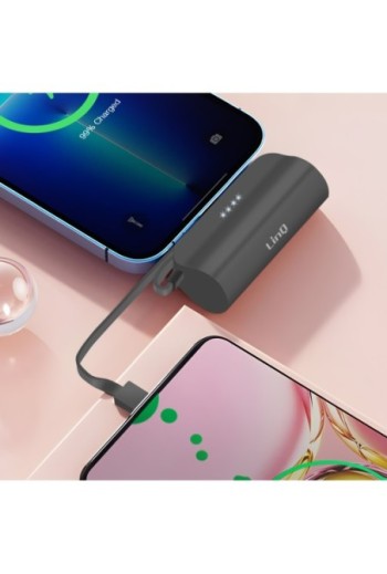 Caricatore di emergenza 6000mAh cavo USB-C + connettore Lightning - nero