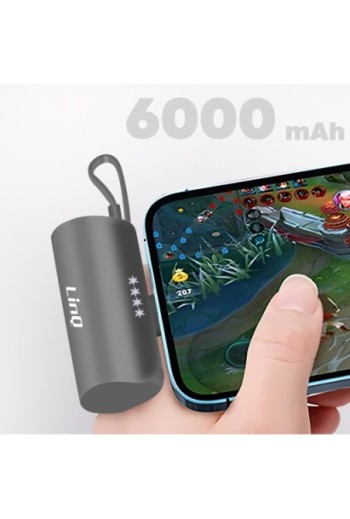 Caricatore di emergenza 6000mAh cavo USB-C + connettore Lightning - nero