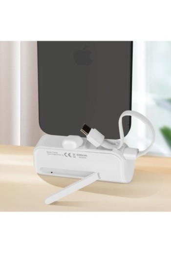 Caricatore di emergenza 6000mAh cavo USB-C + connettore Lightning - bianco