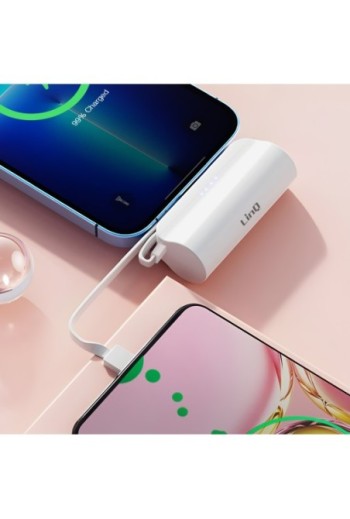 Caricatore di emergenza 6000mAh cavo USB-C + connettore Lightning - bianco