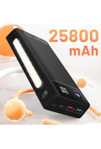 Batteria esterna 25800mAh USB-C + USB 3.0 cavi integrati LinQ - nero
