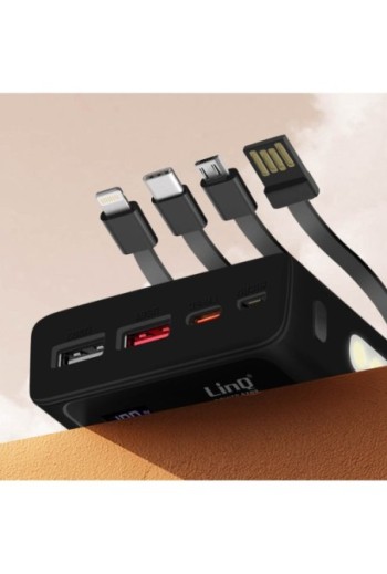 Batteria esterna 25800mAh USB-C + USB 3.0 cavi integrati LinQ - nero