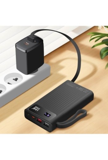 Batteria esterna 25800mAh USB-C + USB 3.0 cavi integrati LinQ - nero